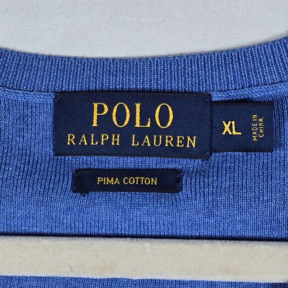 Polo Ralph Lauren Sweater Vest Mens XL Blue Pima Cotton V Neck Knit Pullover - Picture 5 of 10
